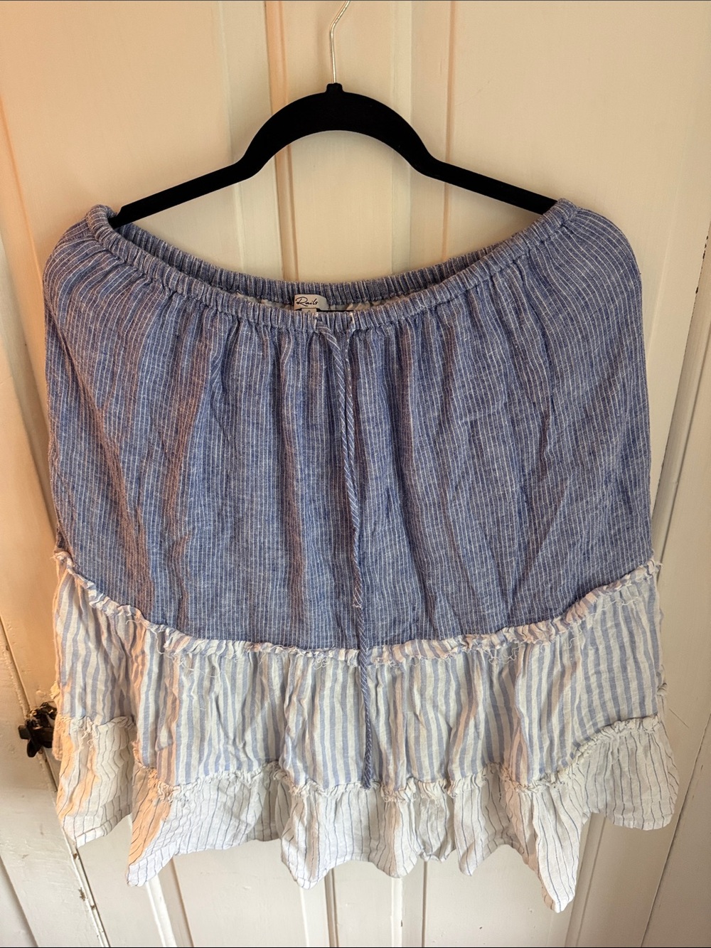 Rails Blue & White Tiered Striped A-Line Skirt